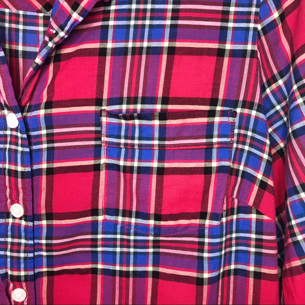 NWOT J. Crew Red Classic Plaid Button Down Shirt M - Picture 4 of 7